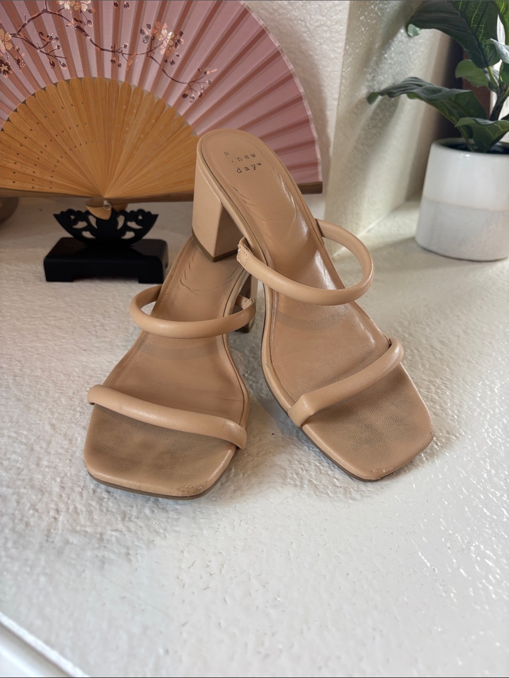 Minimalist Nude Block Heel Sandals